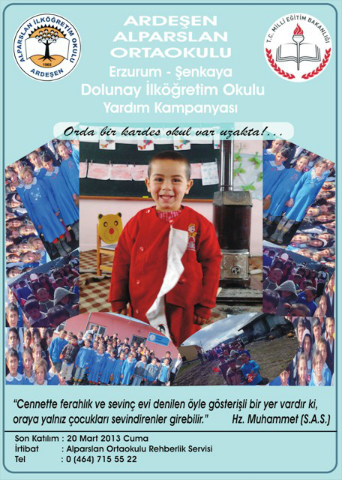 Bilinçli Gençler Derneği - Türkiye Bilinçli Gençlik Projesi - "ORADA BİR KARDEŞ OKUL VAR UZAKTA" - Ardeşen Alparslan Okulu - RİZE